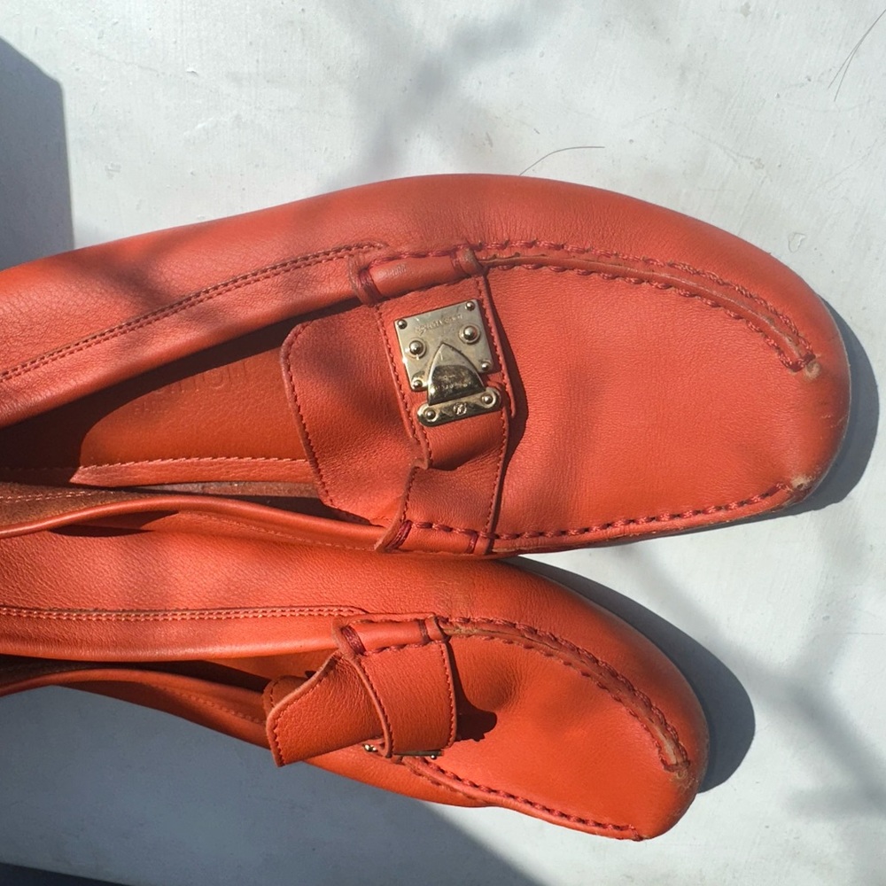 Louis Vuitton Orange Leather Loafers - Size 7 - Picture 2 of 16